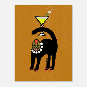 Spooky Olive Cat Print