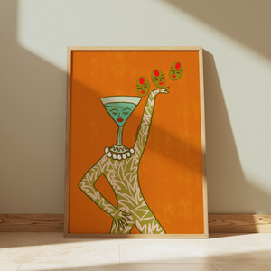 Cocktail Babe With Olives Print