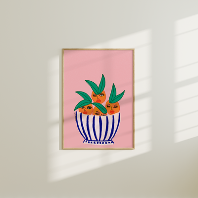 Sassy Oranges In A Bowl Print