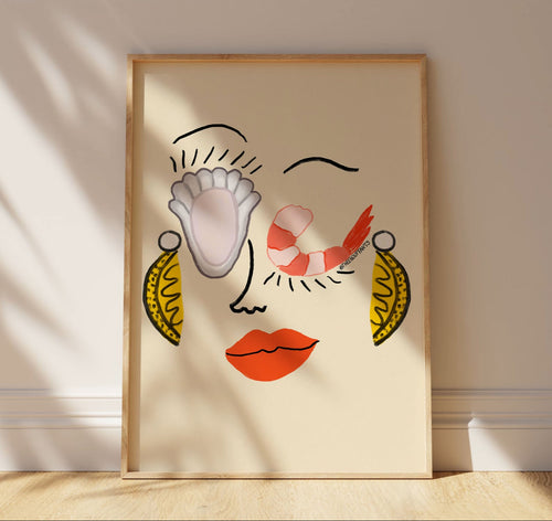 Seafood Face Print