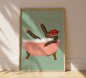 Wild Creature In The Tub Print