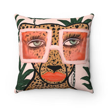 Tropical Glam Cat Square Pillow