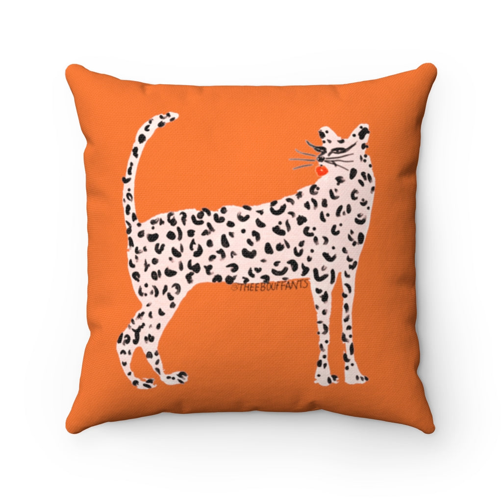 Pink Leopard Square Pillow